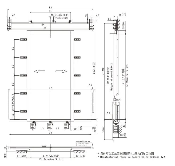 ESHINE 2 Panel Centre Opening Landing Door Header Fire-Proof Price