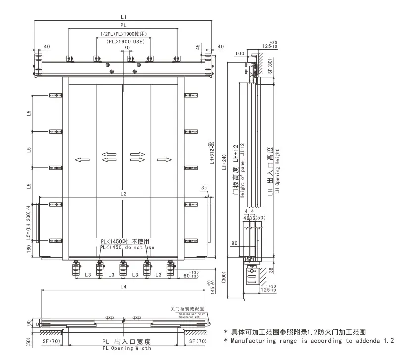 ESHINE E120 Fire-Proof 4 Panel Centre Opening Landing Door Header Price 