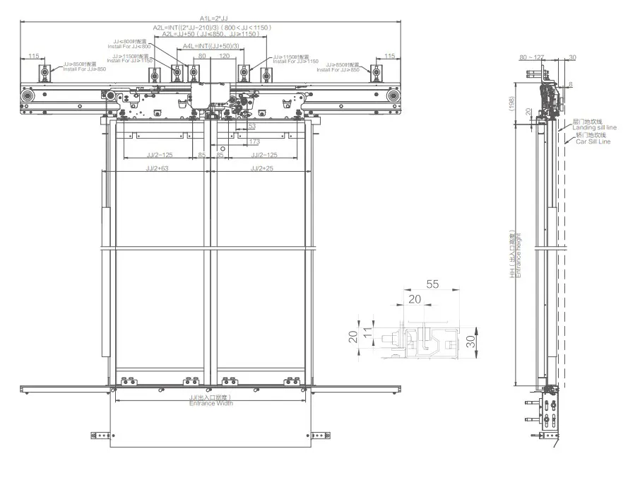 NBSL 05S Side Opening Landing Door Header Price 
