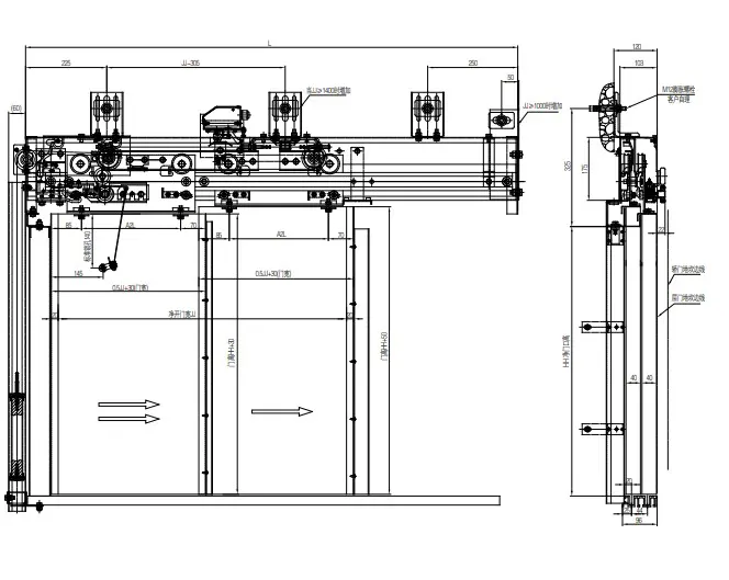 Ningbo OULING OCM-02B 2 Panel Side Opening Landing Door Device Price