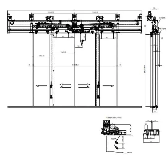 Ningbo OULING OCM-05AX 4 Panel Center Opening Elevator Door Hanger Price