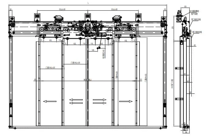 Ningbo OULING OCM-05B 4 Panel Center Opening Elevator Door Hanger Price