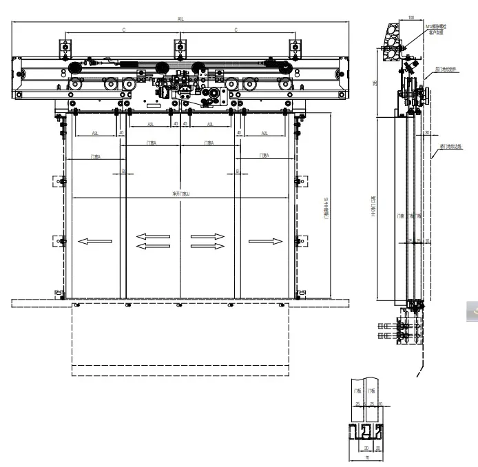 Ningbo OULING OCM-206 Center Opening Landing Door Device Price 