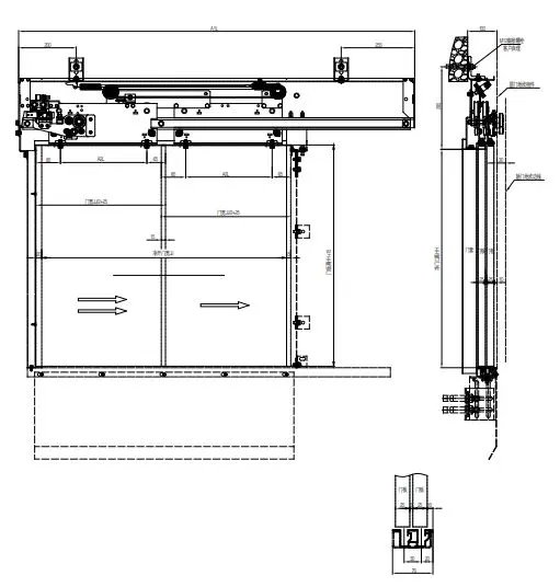 Ningbo OULING OCM-506 2 Panel Side Opening Lift Landing Door Hanger Price