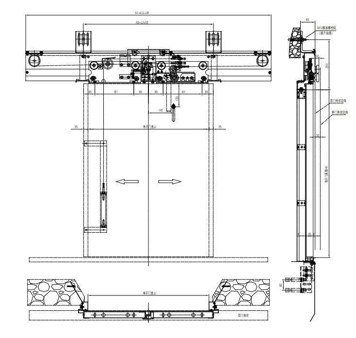 Ningbo OULING OCM01-BF 2 Panel Center Opening Landing Door Device Price