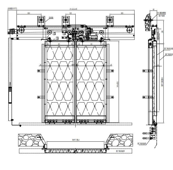 Ningbo OULING OCM01-EF 2 Panel Center Opening Landing Door Device Price