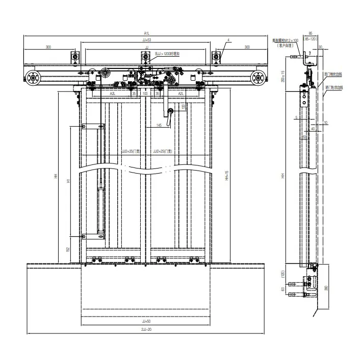Ningbo OULING OCM103-A 2 Panel Center Opening Landing Door Device Price in Bangladesh