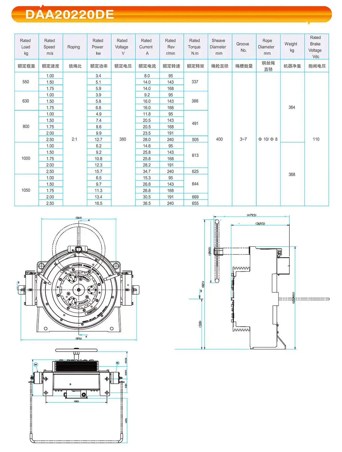 OTIS DAA20220DE Elevator Traction Machine