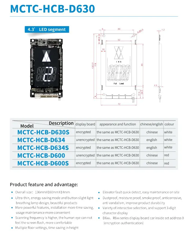 MCTC-HCB-D630 4.3 Inch LED Segment LOP PCB Board
