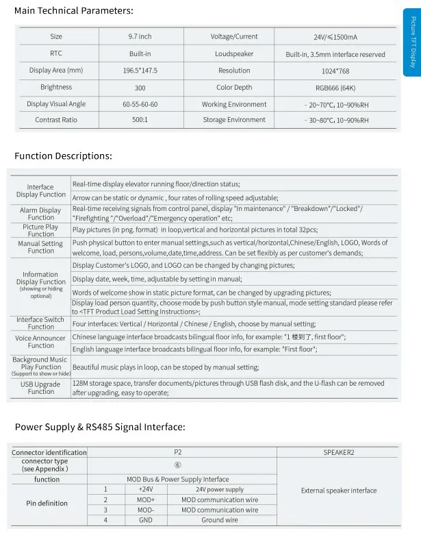 MCTC-HCB-T649 9.7 Inch COP Display Board